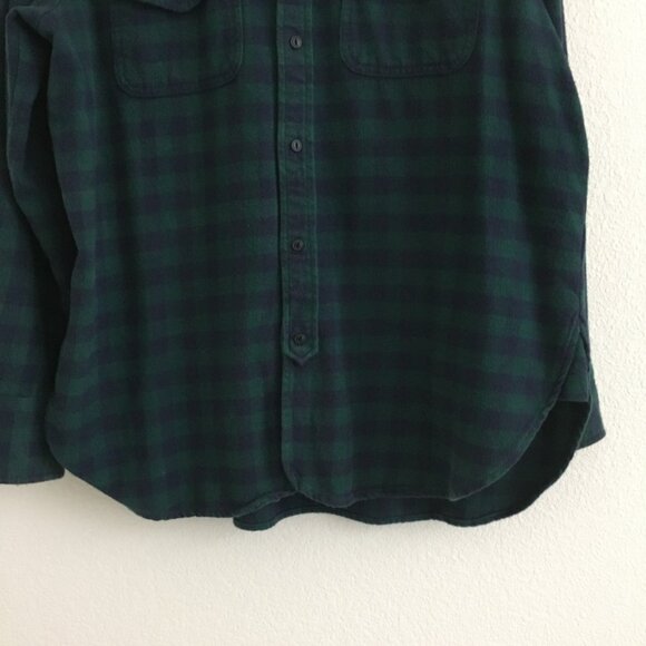 Madewell Womens-M Flannel Cargo Workshirt Plaid Button Down Shirt Blue/Green - Picture 7 of 16